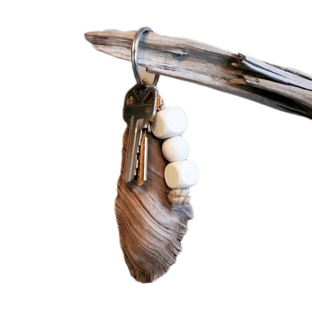 Driftwood Keychain with Beads Length 4